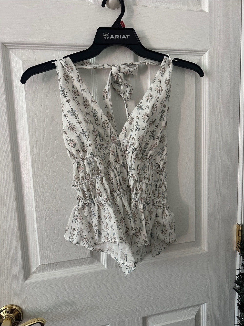 Love Notes White Floral Smocked Tie-Back Camisole